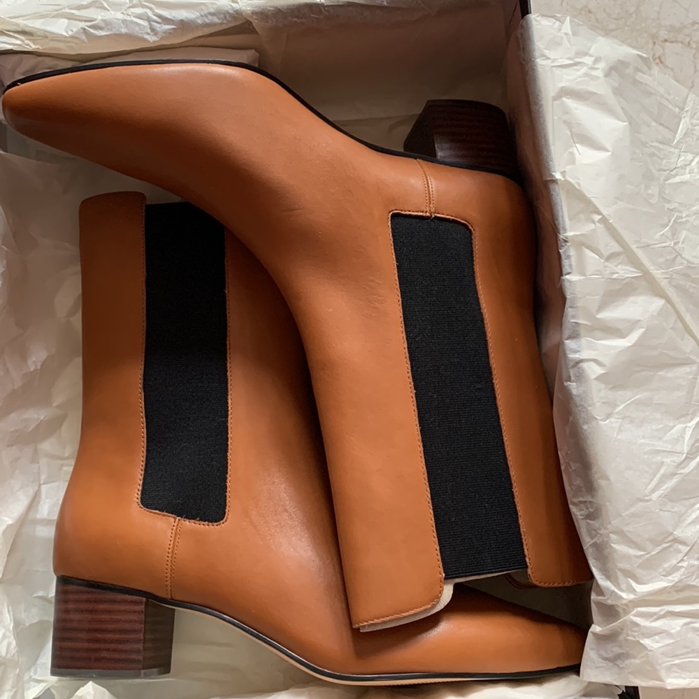 J.crew Leather high-shaft stacked-heel boots size 12